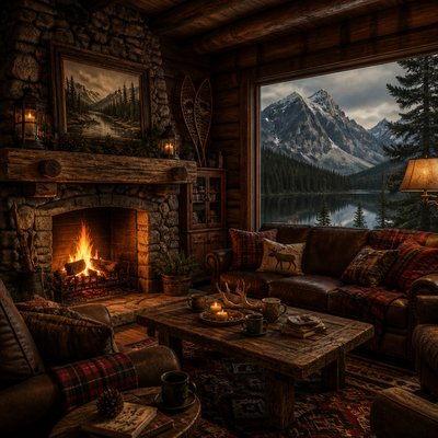 serene landscape with mountains and water