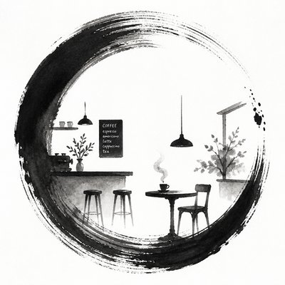 cozy cafe interior with warm lighting