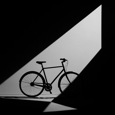 bicyle resting against a wall