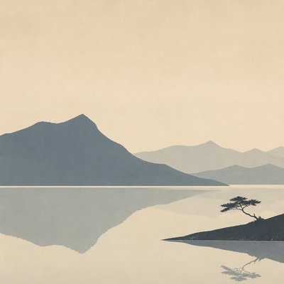serene landscape with mountains and water