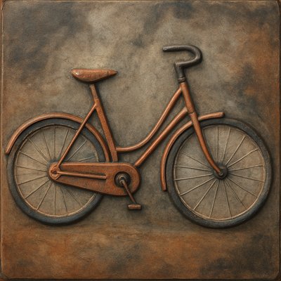 bicyle resting against a wall