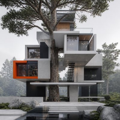 a tree in nature — Modern Architecture Art