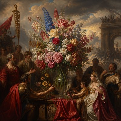 bouquet of flowers in a glass vase