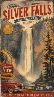 towering waterfall cascading down a cliff