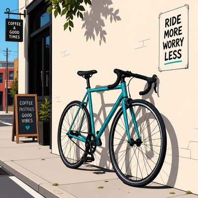 bicyle resting against a wall