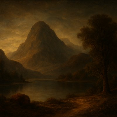 serene landscape with mountains and water