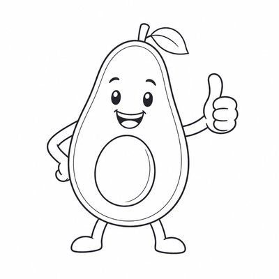 a happy avocado character giving a thumbs up, bold readable design on a plain background, no text
