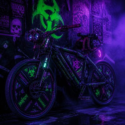 bicyle resting against a wall — Cybergoth Aesthetic
