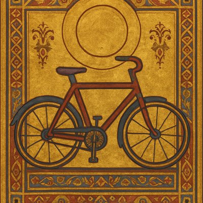 bicyle resting against a wall