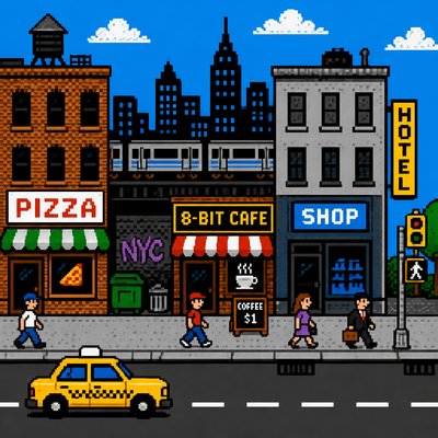 urban street with city activity