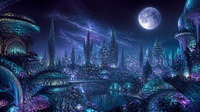 a city skyline panorama at dusk with glowing windows, no people