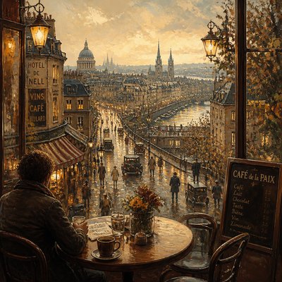 cozy cafe interior with warm lighting