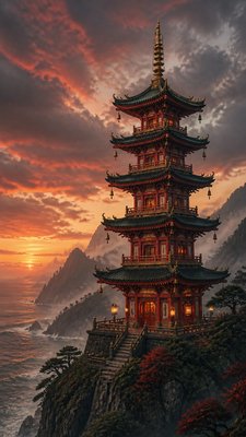 a lone lighthouse on a cliff at dusk under a dramatic sky, no text or lettering