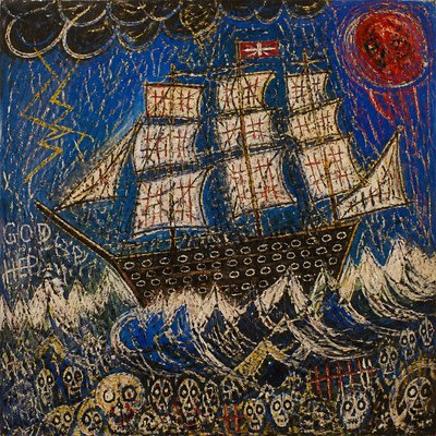 sailing ship on a stormy sea