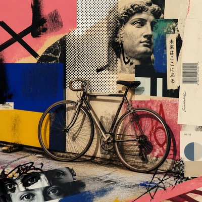 bicyle resting against a wall