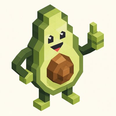 a happy avocado character giving a thumbs up, bold readable design on a plain background, no text