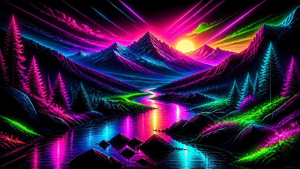 a vast valley with a river winding toward distant mountains at sunrise, no people, no text