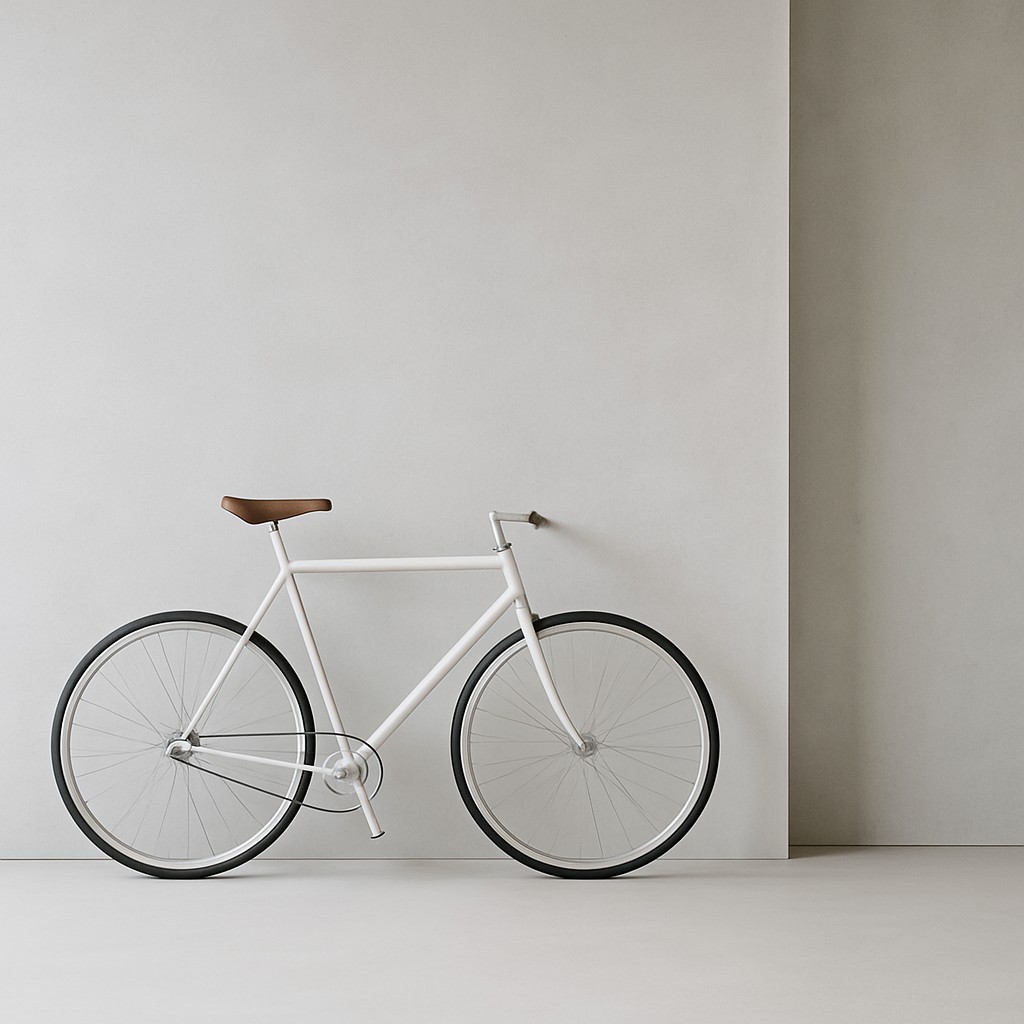bicyle resting against a wall
