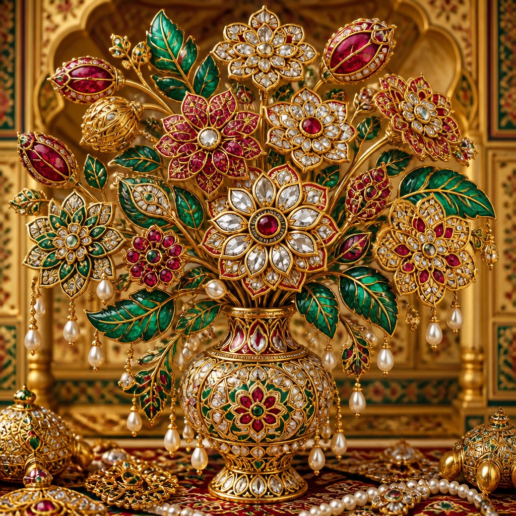 bouquet of flowers in a glass vase — Mughal Jewelry Design