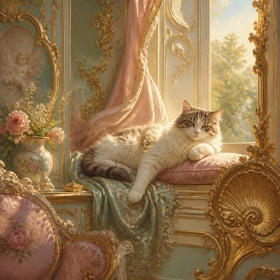 a cat lounging in a sunlit window