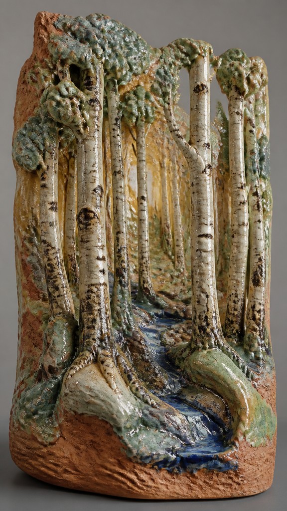 a serene birch forest in soft morning light, no people, no text