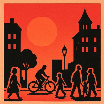 urban street with city activity