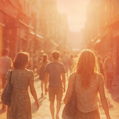 busy street scene with people