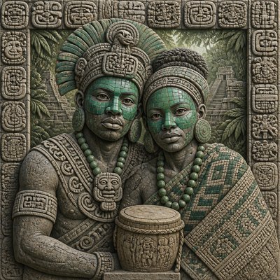 portrait of two people together — Belizean Art Style