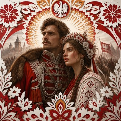 portrait of two people together — Polish Art Style