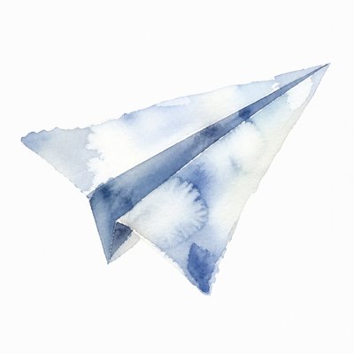 a paper plane, clean minimal composition on a plain background, no text