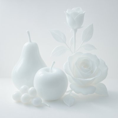still life arrangement of fruits and flowers