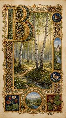 a serene birch forest in soft morning light, no people, no text