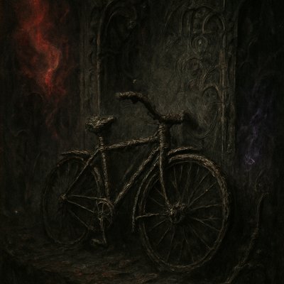 bicyle resting against a wall