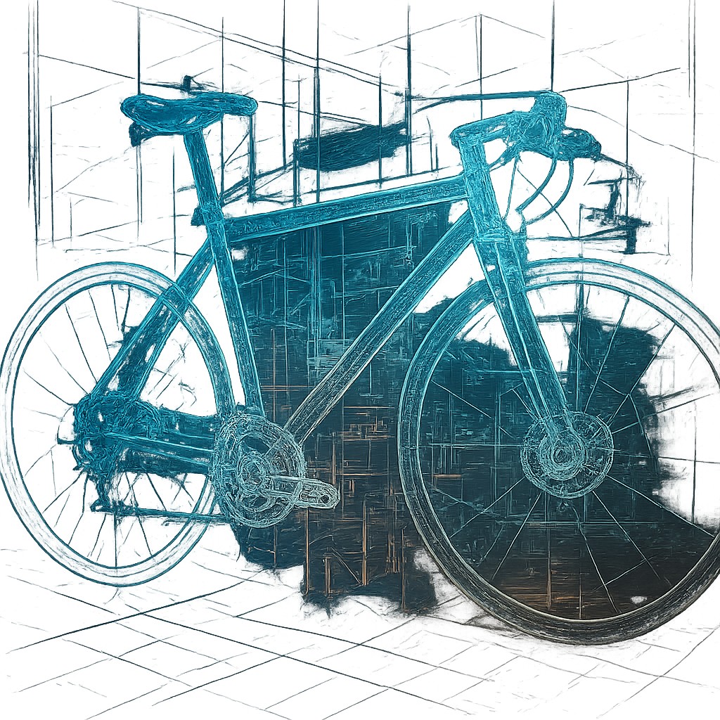 bicyle resting against a wall