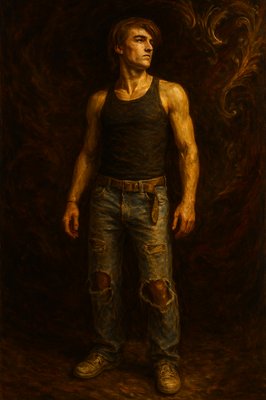 a painting of a man in a tank top