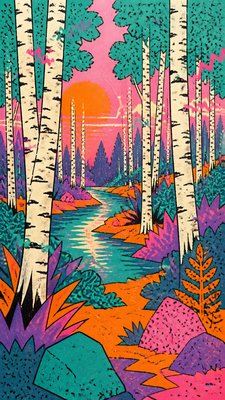 a serene birch forest in soft morning light, no people, no text