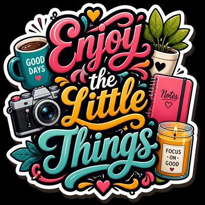 still life with everyday objects — Typography Sticker Design