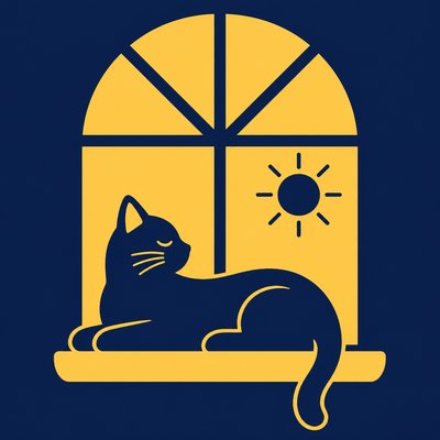 a cat lounging in a sunlit window