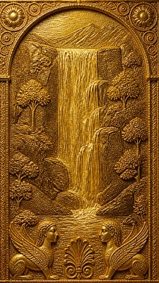 towering waterfall cascading down a cliff