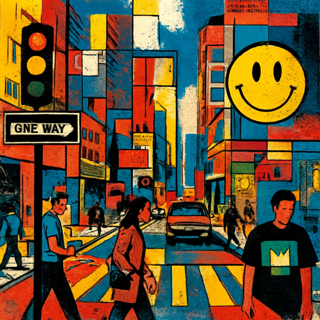 urban street with city activity