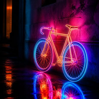 bicyle resting against a wall — Light Art Style
