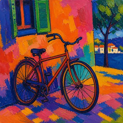 bicyle resting against a wall