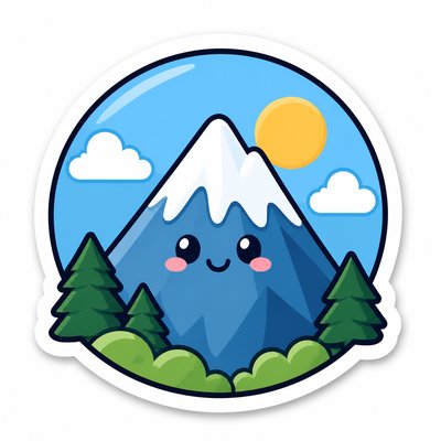 an emblem of a mountain peak inside a circle, simple bold shapes on a plain background, no text or lettering