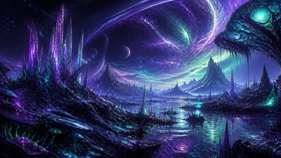 sweeping panoramic landscape with a dramatic sky