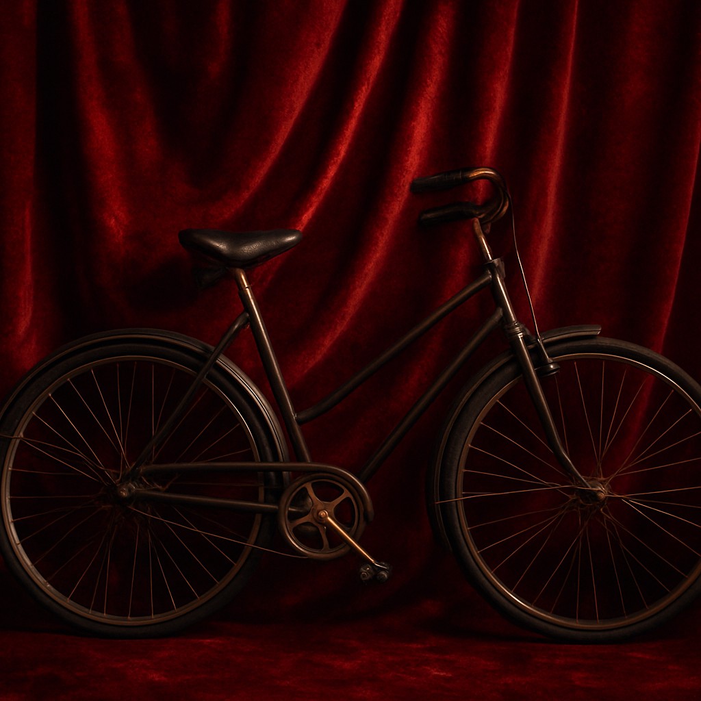 bicyle resting against a wall