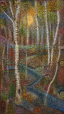 a serene birch forest in soft morning light, no people, no text