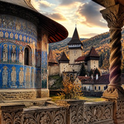 wide landscape with natural scenery — Romanian Art Style