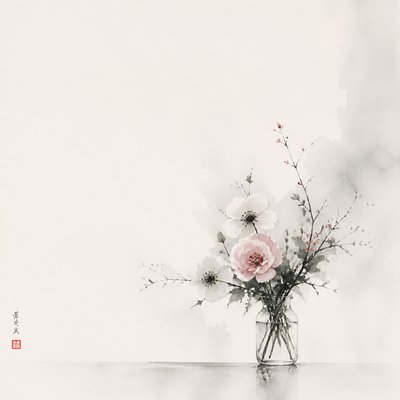 bouquet of flowers in a glass vase