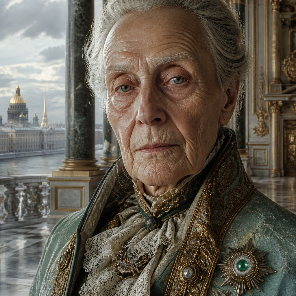 close-up portrait of an elderly person with expressive weathered features — St. Petersburg Imperial Art Style