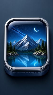 a tranquil mountain lake beneath a starry night sky, no people, no text